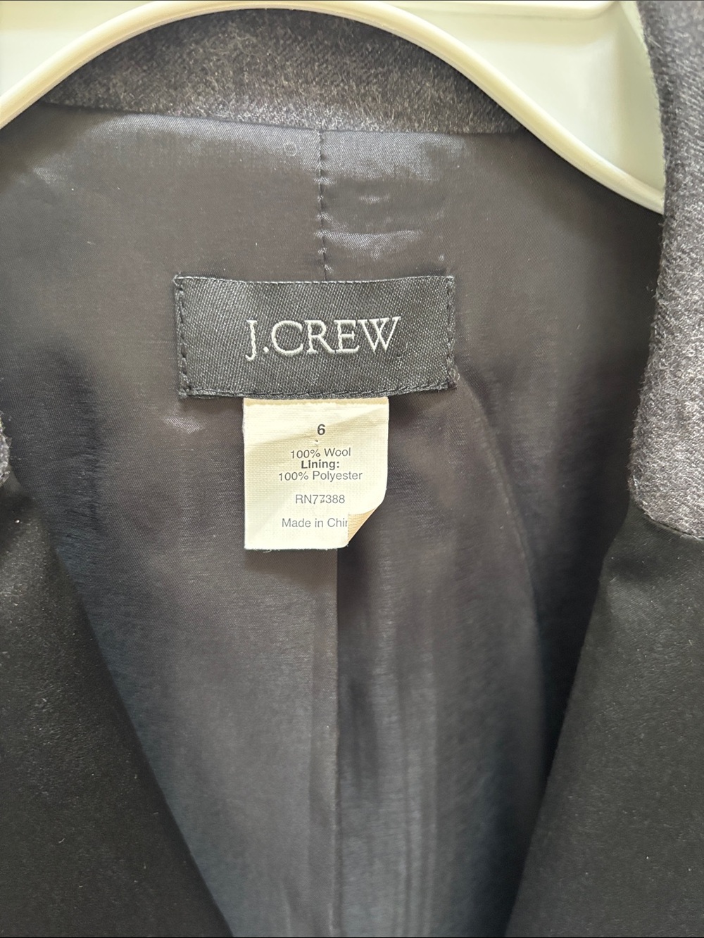 J. Crew Dark Gray 100 percent wool Blazer with Black Satin Lapel - Picture 2 of 6